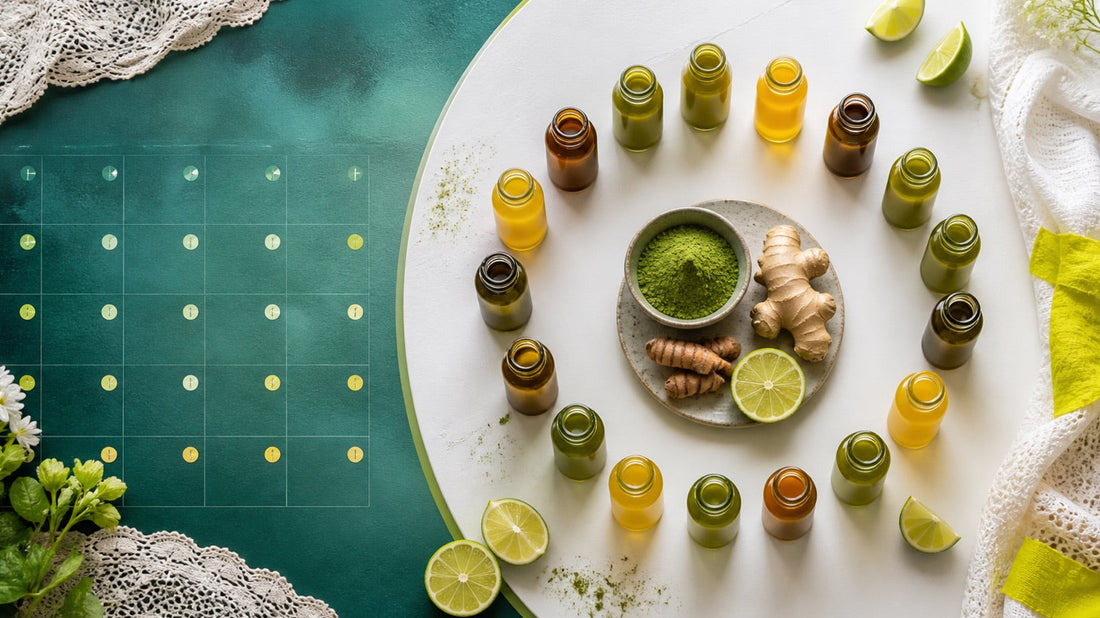Ritual mensual de shots funcionales con ingredientes naturales