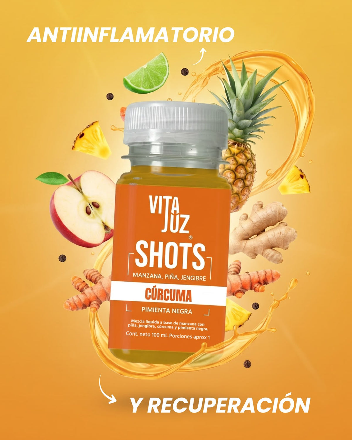 Shot VitaJuz de cúrcuma para recuperación