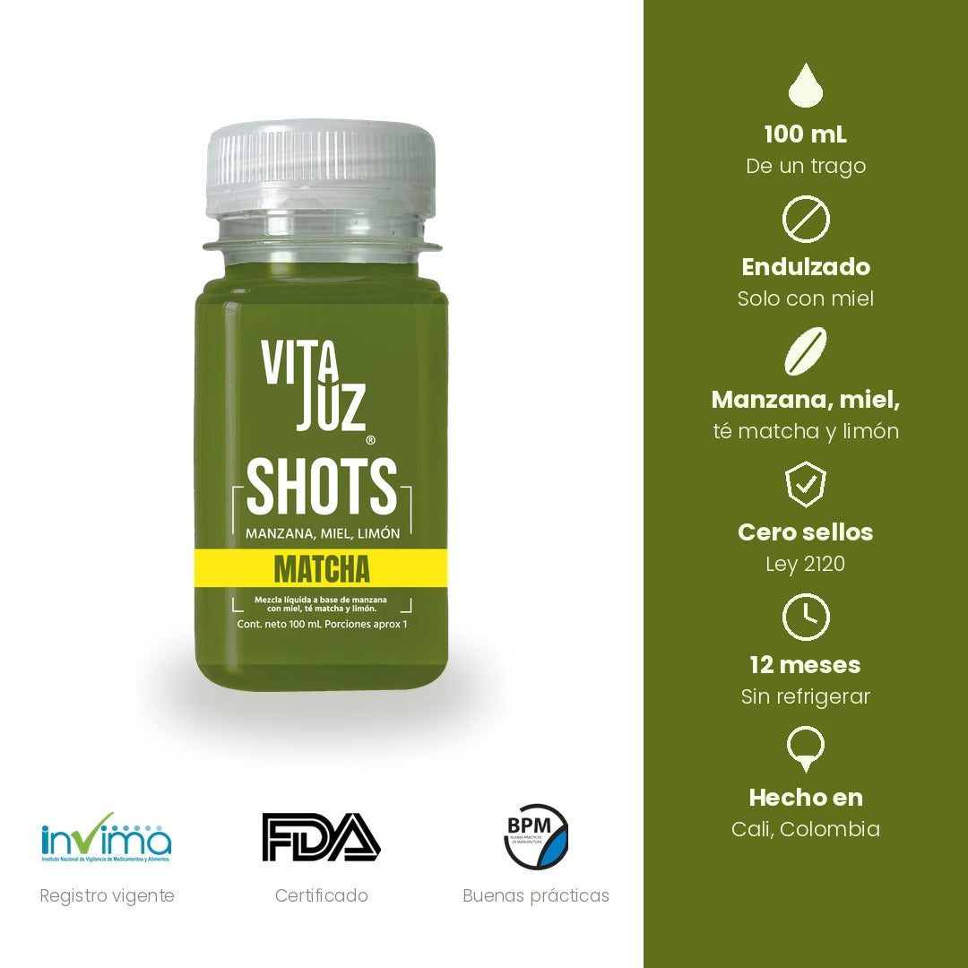 Presentación y características del shot VitaJuz de Matcha