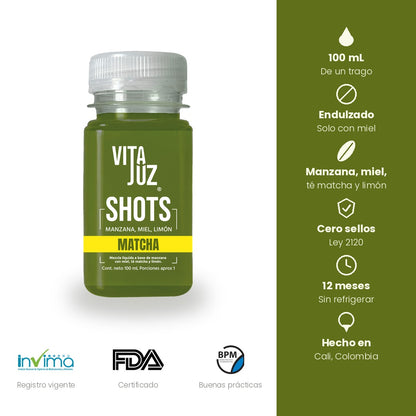 Presentación y características del shot VitaJuz de Matcha